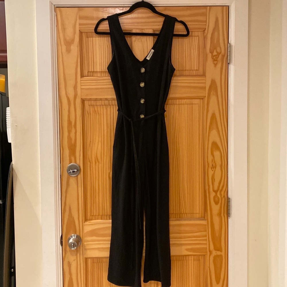 Multi Use Black Linen feel jumpsuit that can be seasonal